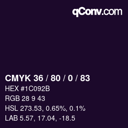 颜色代码: CMYK 36 / 80 / 0 / 83 | qconv.com