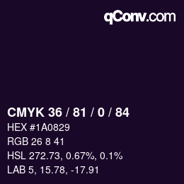 カラーコード: CMYK 36 / 81 / 0 / 84 | qconv.com