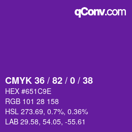 カラーコード: CMYK 36 / 82 / 0 / 38 | qconv.com