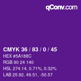 Color code: CMYK 36 / 83 / 0 / 45 | qconv.com