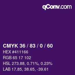 Color code: CMYK 36 / 83 / 0 / 60 | qconv.com