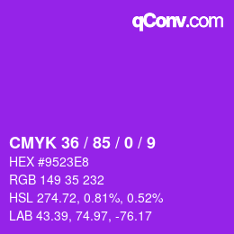 颜色代码: CMYK 36 / 85 / 0 / 9 | qconv.com