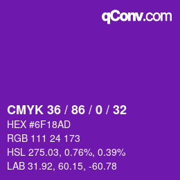 Color code: CMYK 36 / 86 / 0 / 32 | qconv.com