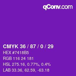 Color code: CMYK 36 / 87 / 0 / 29 | qconv.com