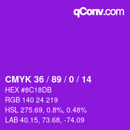 Color code: CMYK 36 / 89 / 0 / 14 | qconv.com