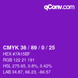 Color code: CMYK 36 / 89 / 0 / 25 | qconv.com