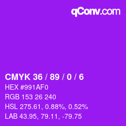 Farbcode: CMYK 36 / 89 / 0 / 6 | qconv.com