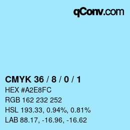 カラーコード: CMYK 36 / 8 / 0 / 1 | qconv.com