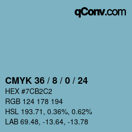 カラーコード: CMYK 36 / 8 / 0 / 24 | qconv.com