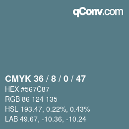 Color code: CMYK 36 / 8 / 0 / 47 | qconv.com