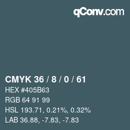 カラーコード: CMYK 36 / 8 / 0 / 61 | qconv.com