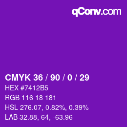 Color code: CMYK 36 / 90 / 0 / 29 | qconv.com