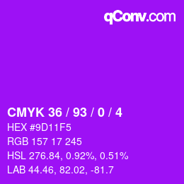 カラーコード: CMYK 36 / 93 / 0 / 4 | qconv.com