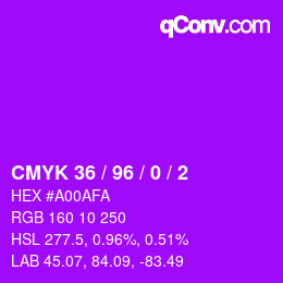 カラーコード: CMYK 36 / 96 / 0 / 2 | qconv.com