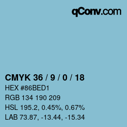 カラーコード: CMYK 36 / 9 / 0 / 18 | qconv.com