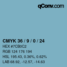 颜色代码: CMYK 36 / 9 / 0 / 24 | qconv.com