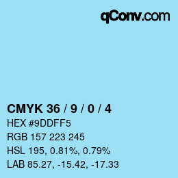 カラーコード: CMYK 36 / 9 / 0 / 4 | qconv.com