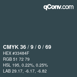 颜色代码: CMYK 36 / 9 / 0 / 69 | qconv.com