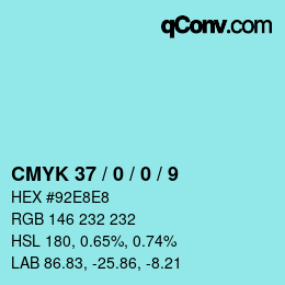 カラーコード: CMYK 37 / 0 / 0 / 9 | qconv.com