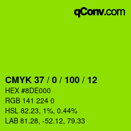 Código de color: CMYK 37 / 0 / 100 / 12 | qconv.com