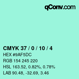 カラーコード: CMYK 37 / 0 / 10 / 4 | qconv.com