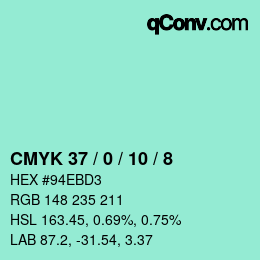 カラーコード: CMYK 37 / 0 / 10 / 8 | qconv.com