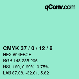 カラーコード: CMYK 37 / 0 / 12 / 8 | qconv.com
