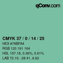 カラーコード: CMYK 37 / 0 / 14 / 25 | qconv.com