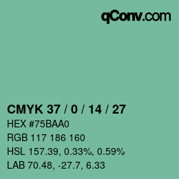 颜色代码: CMYK 37 / 0 / 14 / 27 | qconv.com