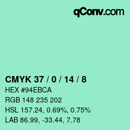 颜色代码: CMYK 37 / 0 / 14 / 8 | qconv.com