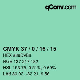 颜色代码: CMYK 37 / 0 / 16 / 15 | qconv.com