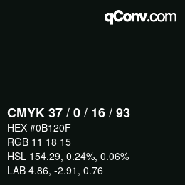 Farbcode: CMYK 37 / 0 / 16 / 93 | qconv.com