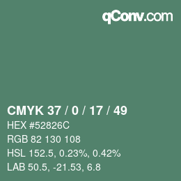 Color code: CMYK 37 / 0 / 17 / 49 | qconv.com