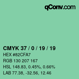 カラーコード: CMYK 37 / 0 / 19 / 19 | qconv.com