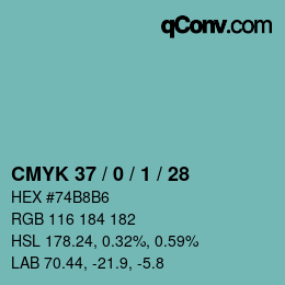 Color code: CMYK 37 / 0 / 1 / 28 | qconv.com