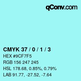 カラーコード: CMYK 37 / 0 / 1 / 3 | qconv.com