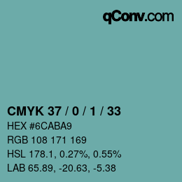 カラーコード: CMYK 37 / 0 / 1 / 33 | qconv.com