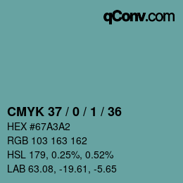 カラーコード: CMYK 37 / 0 / 1 / 36 | qconv.com