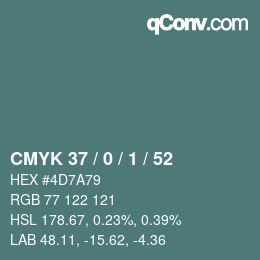 Color code: CMYK 37 / 0 / 1 / 52 | qconv.com