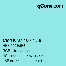 カラーコード: CMYK 37 / 0 / 1 / 9 | qconv.com