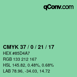 Color code: CMYK 37 / 0 / 21 / 17 | qconv.com