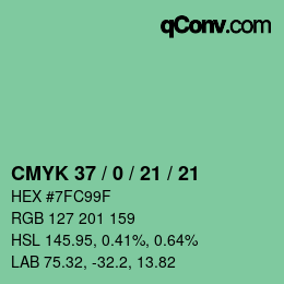 Color code: CMYK 37 / 0 / 21 / 21 | qconv.com