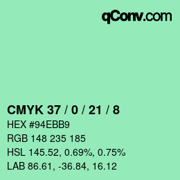 カラーコード: CMYK 37 / 0 / 21 / 8 | qconv.com