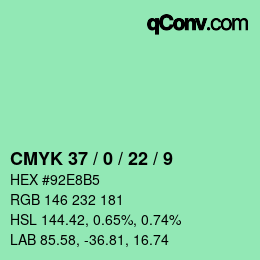 カラーコード: CMYK 37 / 0 / 22 / 9 | qconv.com