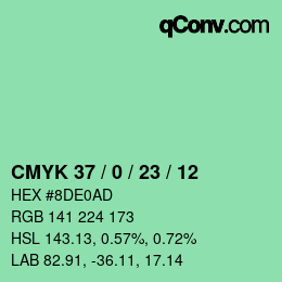 カラーコード: CMYK 37 / 0 / 23 / 12 | qconv.com