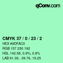 颜色代码: CMYK 37 / 0 / 23 / 2 | qconv.com