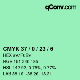 カラーコード: CMYK 37 / 0 / 23 / 6 | qconv.com