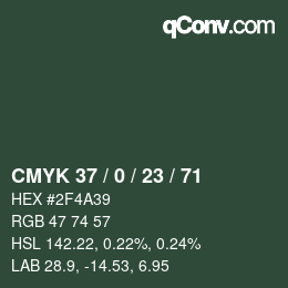 Color code: CMYK 37 / 0 / 23 / 71 | qconv.com