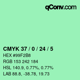 カラーコード: CMYK 37 / 0 / 24 / 5 | qconv.com