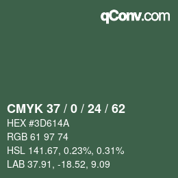 颜色代码: CMYK 37 / 0 / 24 / 62 | qconv.com